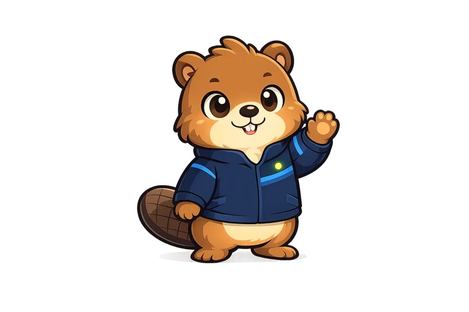 Mascotte castor de Nathan Webdesign accueillant votre demande de projet